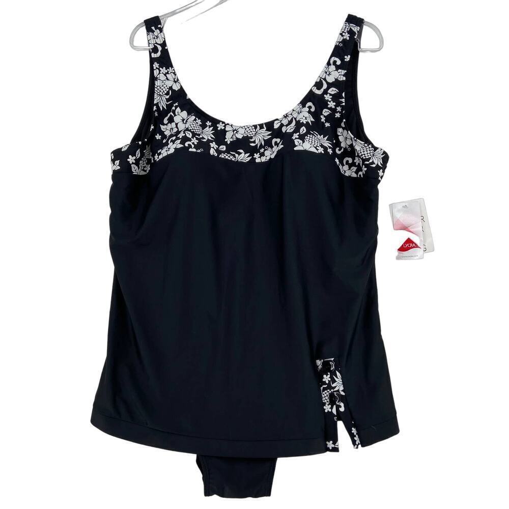Blair One Piece Swimsuit Size 22W Black White Tummy Trimmer Lining‎